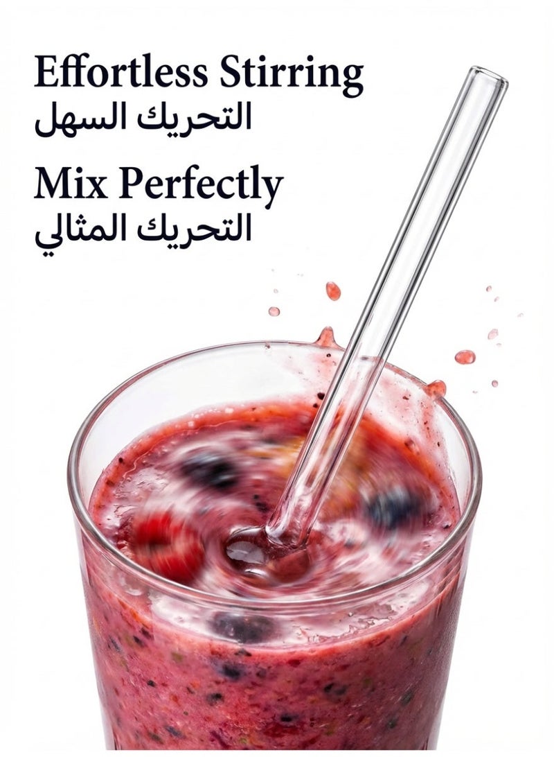 عام قش زجاجي مقاوم للكسر - قش زجاجي متين قابل لإعادة الاستخدام 8 عبوات مع فرشاة تنظيف واحدة للمشروبات والأعشاب والعصائر والعلاج بالروائح （لونها شفاف） - Image 4